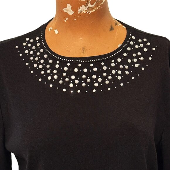 New York & Co Y2K Top NWT Women Large Black Party Glam Party Rhinestone Holiday - Picture 2 of 8